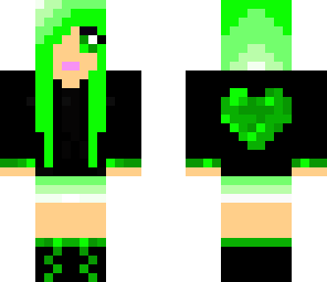 green girl with heart