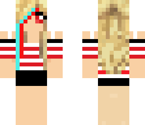 edited girl in red and white shirt