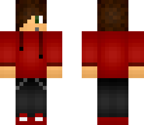 red guy with headphones