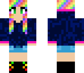 rainbow haired normal hoodie girl