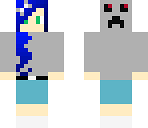 blue hair creeper hoodie girl