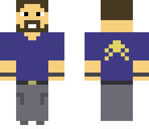 blue polo shirt with beard
