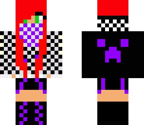 angel purple and black and white creep girl