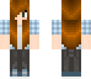 brown hair green eyes blue outfit