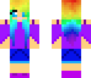 purple rainbow hair girl