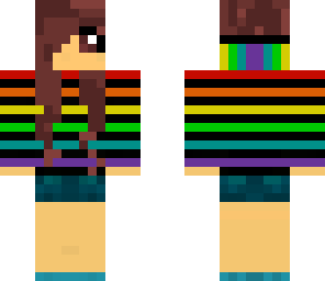 brunette rainbow hoodie girl