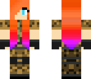 warrior girl with orange hair fading to purple