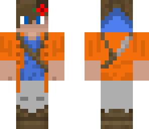 orange version little boy whit flower