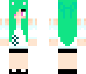 green cat anime girl fixed bow