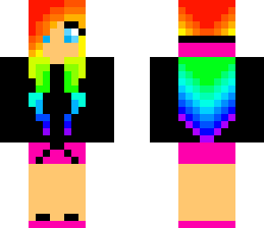 rainbow hair with hoodie and headphones