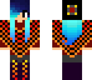 flamey girl with blue hair