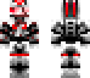 partly blown up red tech warrior