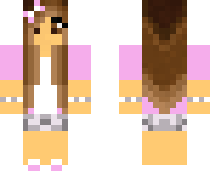 with a pink bow and brown eyes