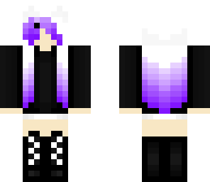 purple and white hair cat girl