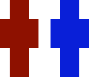 red and blue