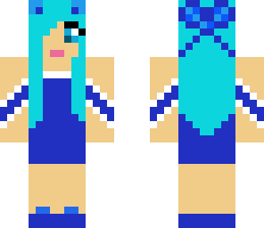 blue dressed girl in a cute dresses