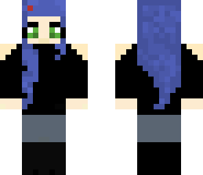 blue hair with black sweater dress