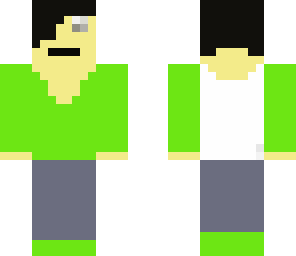 green suit with headphones