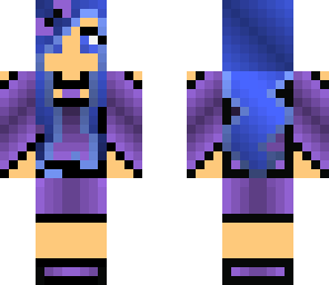 purple girl with blue hair