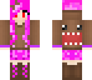 pink domo girl with red eyes