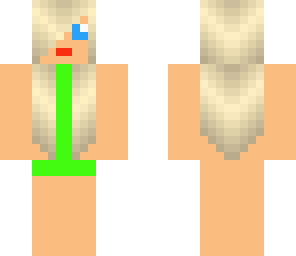 blonde girl green clothes