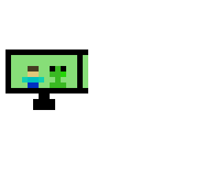 steve and mr creeper in a big 2d tv
