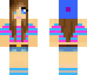 blue and pink girl with hat