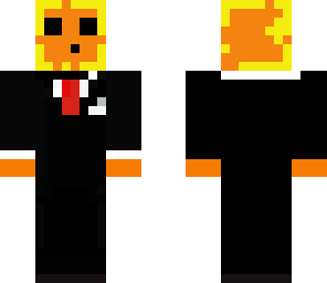 orange and yellow slime in a suit with cuff