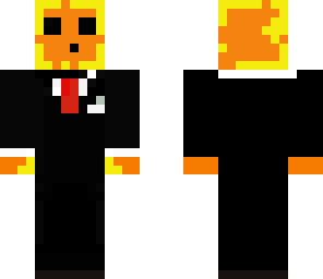 orange and yellow slime in a suit with cuff