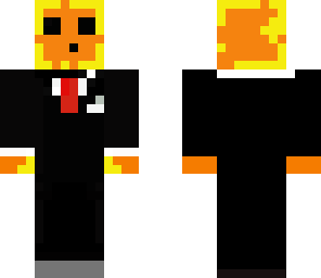 orange and yellow slime in a suit with cuff