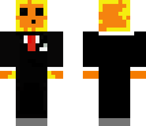 orange and yellow slime in a suit with cuff