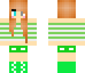 cute green girl with diffrent eye color