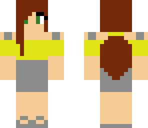 brown-ish hair girl with yellow coat thing