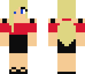 blonde girl with red coat thing