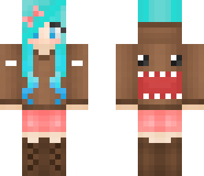 blue haired girl in domo hoodie