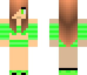 green bathing brunette