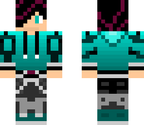 purpe hair with a cyan hoodie