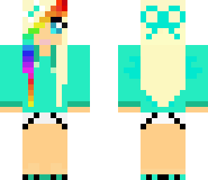 cute girl in rainbow and blue