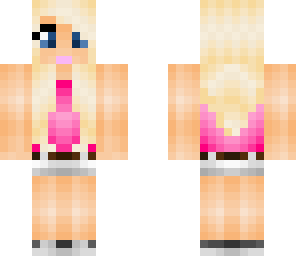 blonde with pink shirt