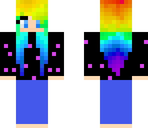 rainbow hair hoodie girl