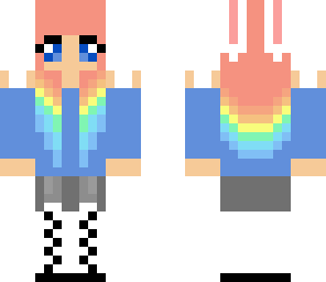 cute rainbow hair girl with bunny ears