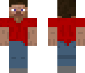 steve with red shirt and jeans