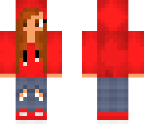 red hoodie and jeans girl