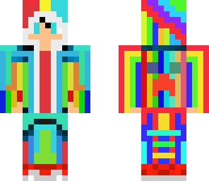 rainbow teenager with earphones
