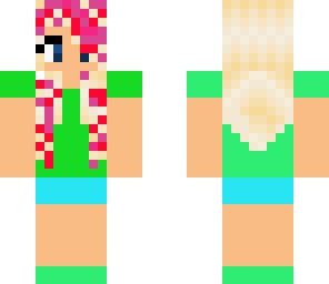 multicoloured hair green cute girl