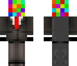 rubik's cube head in a suit
