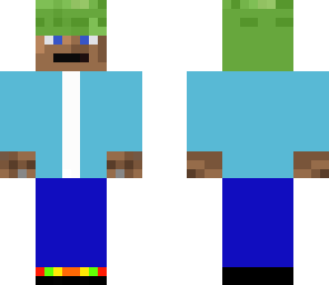 grass man with blue sweater