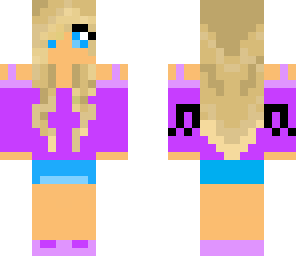 purple and blue girl with blonde hair