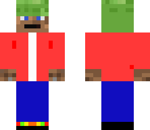 grass with red sweater