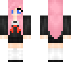 school girl with pink hair